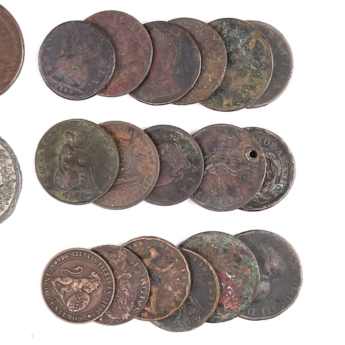 35 - Great Britain and World Copper and Bronze Coinage. Comprises a 1902 1d (A-Unc), 1854 copper 1d, an e... 