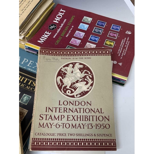 364 - Stamp Exhibition and Quality Auction Stamp Catalogues. A large box containing a quantity of auction ... 