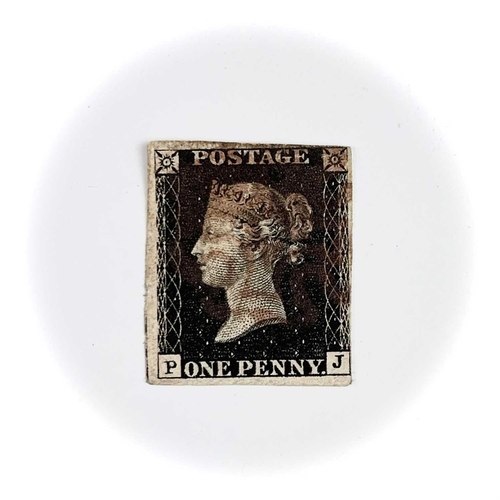 377 - Queen Victoria 1840 1d Black. A very good 3+ margin 1d black with a slightly indistinct red maltese ... 