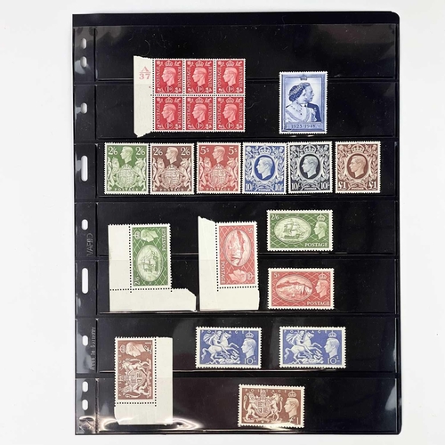 379 - Great Britain Mint King George VI Definitives / Commemoratives. A black stockcard containing complet... 