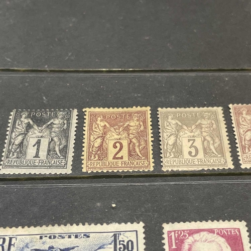 387 - Mint France 1876 to 1930's. Comprising a stockcard of mounted mint definitives and commemoratives fr... 