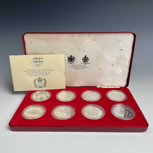 43 - 1977 Silver Jubilee G.B. and Commonwealth Sterling Silverproof Crowns. A cased set of 8 proof encaps... 