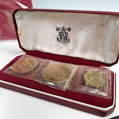 45 - Jersey Coinage. Comprising 1977 Silver Jubilee silver proof coins (x2) and a 1981 Bicentenary of Bat... 