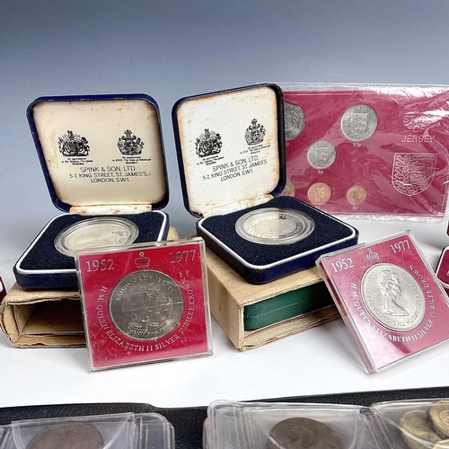 45 - Jersey Coinage. Comprising 1977 Silver Jubilee silver proof coins (x2) and a 1981 Bicentenary of Bat... 