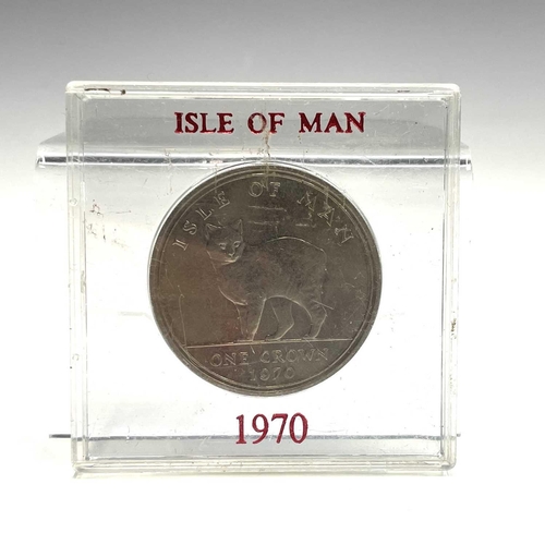 46 - Isle of Man Coinage. Comprising 6 silver proof boxed crown coins: 1974 Winston Churchill Centenary, ... 