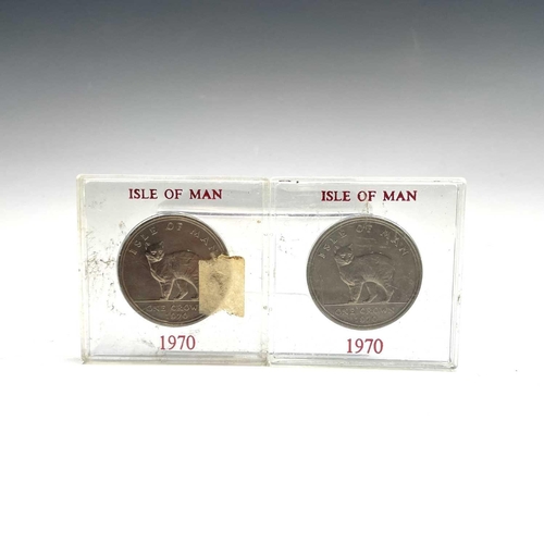 46 - Isle of Man Coinage. Comprising 6 silver proof boxed crown coins: 1974 Winston Churchill Centenary, ... 