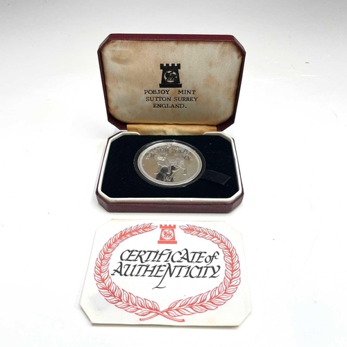 46 - Isle of Man Coinage. Comprising 6 silver proof boxed crown coins: 1974 Winston Churchill Centenary, ... 