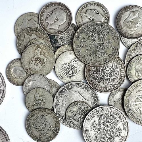 47 - British and World Silver Coinage. Lot comprises £1.87 of pre 1947 GB silver coins, 55p of pre 1920 G... 