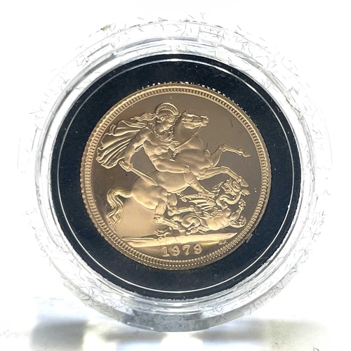 50 - Great Britain 1979 Sovereign. A cased encapsulated proof 1979 gold sovereign.