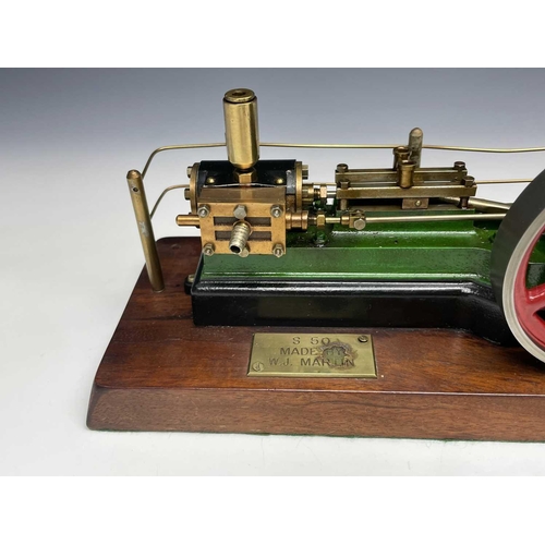 502 - A Stuart S50 scale model mill engine, on a mahogany base, by W.J.Martin, width 28.5cm, together with... 