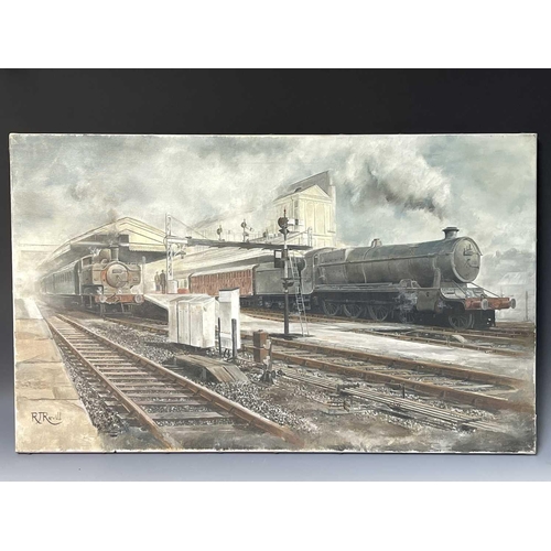 528 - Railways - Original Railway Artwork Devon Interest, by Devon Artist R.J. Revill. A large (36