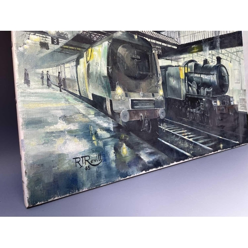 529 - Railways - Original Railway Artwork Devon Interest By Devon Artist R.J. Revill. A large (36