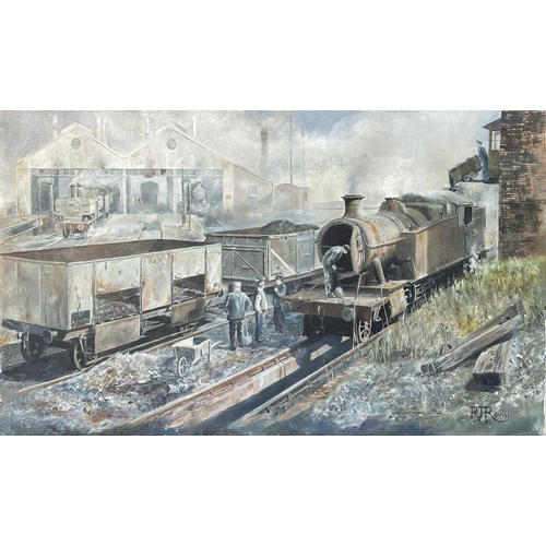 531 - Railways - Original Artwork by Devon Artist R.J. Revill. A large (36