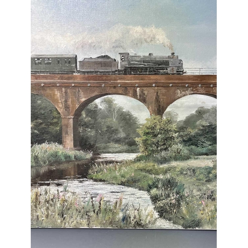 532 - Railways - Original Artwork by Devon Artist R.J. Revill. A large (36