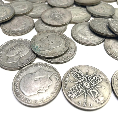 60 - G.B. Pre 1947 Silver Coins. Comprising a bag containing £5 of pre 1947 G.B silver coinage.