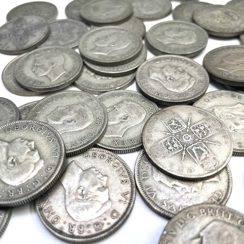 60 - G.B. Pre 1947 Silver Coins. Comprising a bag containing £5 of pre 1947 G.B silver coinage.