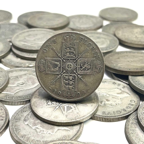 60 - G.B. Pre 1947 Silver Coins. Comprising a bag containing £5 of pre 1947 G.B silver coinage.