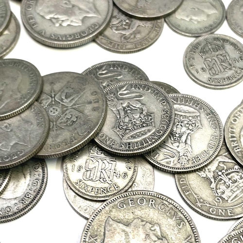 61 - G.B. Pre 1947 Silver Coins. Comprising a bag containing £5 of pre 1947 G.B silver coinage.