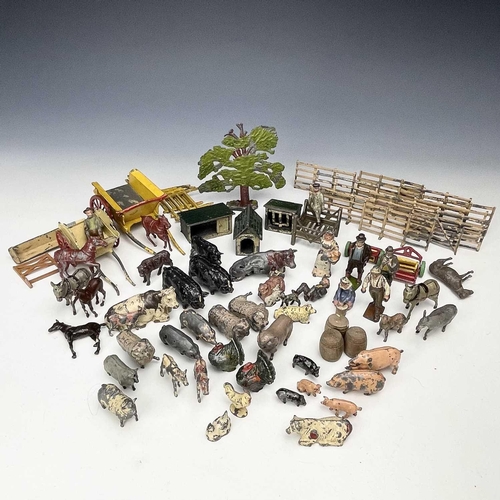 611 - Lead Farm Animals, etc. Lot includes farm animals, fencing, trees, etc.