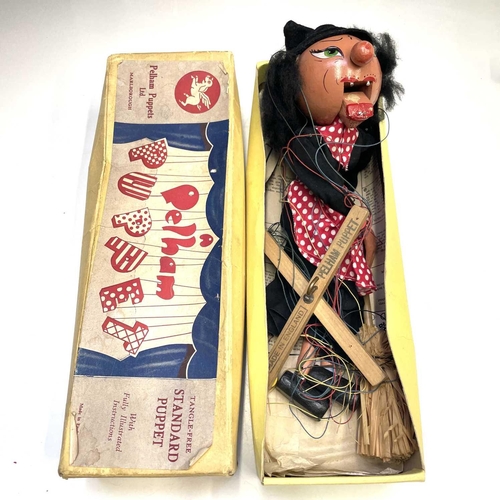 613 - Pelham Puppet. An early boxed Pelham Puppet Witch with broom and instructions in excellent condition... 