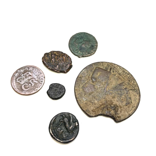 63 - Roman to George II Coins and Tokens. Comprising Georgian silver crown - worn, a Charles I Scottish 2... 