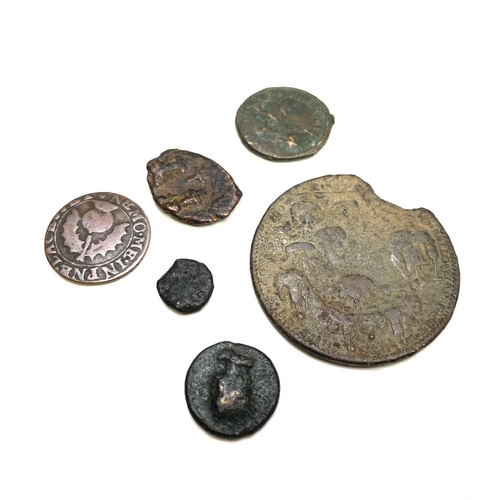 63 - Roman to George II Coins and Tokens. Comprising Georgian silver crown - worn, a Charles I Scottish 2... 