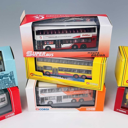 670 - Corgi Single and Double Deck Buses (x10). A collection of 10 boxed mint examples including Hong Kong... 