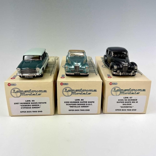 714 - Lansdowne Boxed Models 1:43 Scale. Comprising 1949/50 Humber Super Snipe MK III Saloon (Gunmetal) re... 