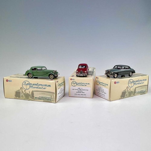 717 - Lansdowne Boxed Models 1:43 Scale. Comprising 1937 Riley 12/4 Continental Touring Sedan (Green) ref ... 