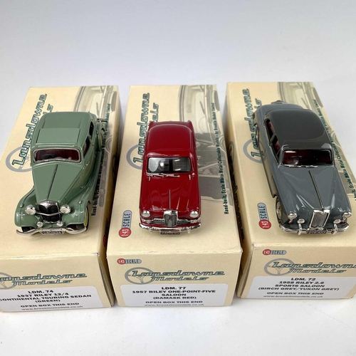 717 - Lansdowne Boxed Models 1:43 Scale. Comprising 1937 Riley 12/4 Continental Touring Sedan (Green) ref ... 