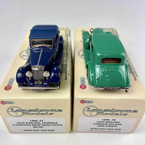 718 - Lansdowne Boxed Models 1:43 Scale. Comprising 1936 Railton Cobham Saloon (Mid Green) ref LDM 79 plus... 