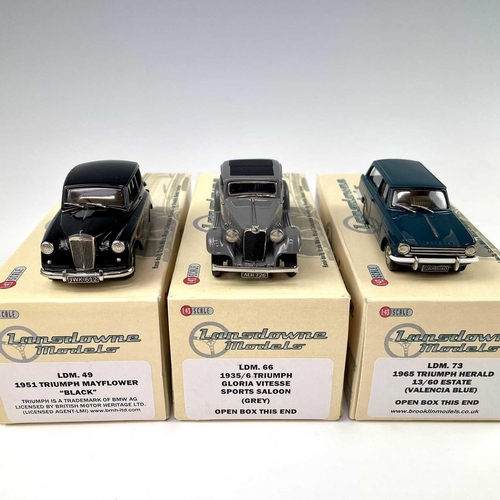 719 - Lansdowne Boxed Models 1:43 Scale. Comprising 1935/6 Triumph Gloria Vitesse Sports Saloon (Grey) ref... 