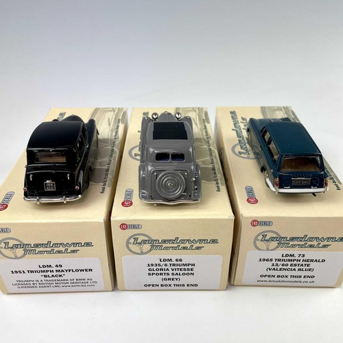 719 - Lansdowne Boxed Models 1:43 Scale. Comprising 1935/6 Triumph Gloria Vitesse Sports Saloon (Grey) ref... 