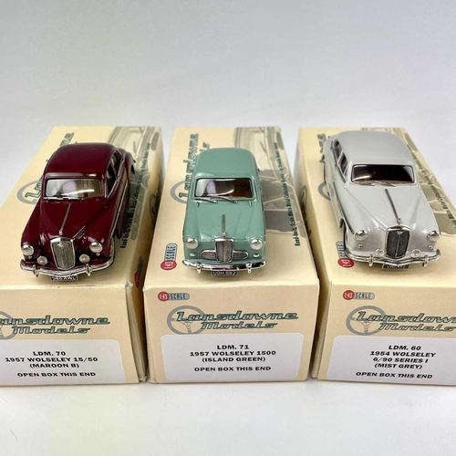 720 - Lansdowne Boxed Models 1:43 Scale. Comprising 1954 Wolseley 6/90 Series I (Mist Grey) ref LDM 60 plu... 