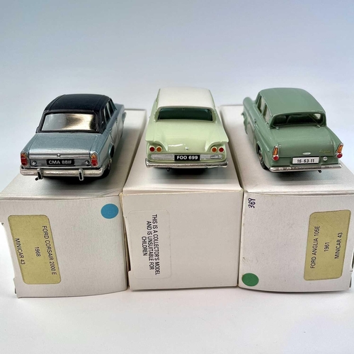 741 - Pathfinders Models - Minicar 43. Comprising 1961 Ford Anglia 105E, 1962 Ford Consul Classic, 1968 Fo... 