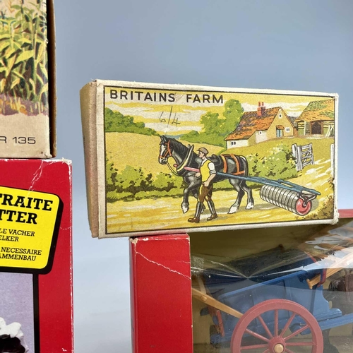 761 - Britains Boxed Farm Equipment (x5). Includes a Massey Ferguson 135 (box a.f); Milking Parlour (ref 4... 