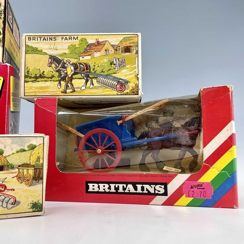 761 - Britains Boxed Farm Equipment (x5). Includes a Massey Ferguson 135 (box a.f); Milking Parlour (ref 4... 