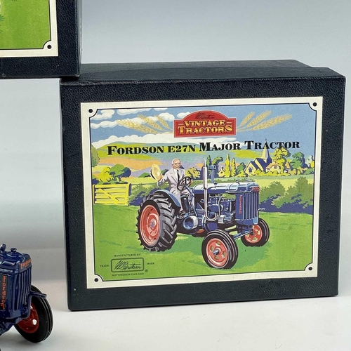 762 - Britains Boxed Tractors (x3). Comprising: 2 x Fordson Major Tractor E27N (ref 8715) (one without woo... 