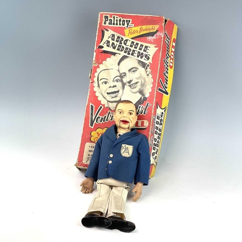 764 - Palitoy Archie Andrews Ventriloquist Doll. Comprising an Archie Andrews doll in reasonable condition... 