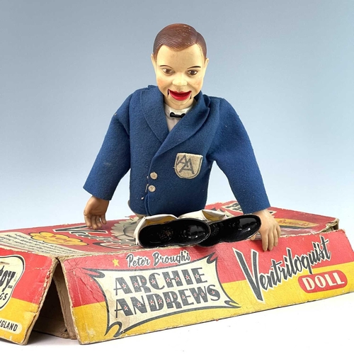 764 - Palitoy Archie Andrews Ventriloquist Doll. Comprising an Archie Andrews doll in reasonable condition... 