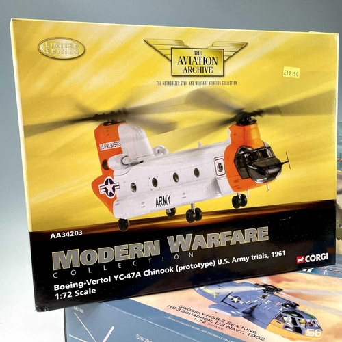 768 - Corgi Aviation Archive 1:144 and 1:72 Scale USA Aeroplanes / Helicopters (x4 boxes). Comprising: 1: ... 