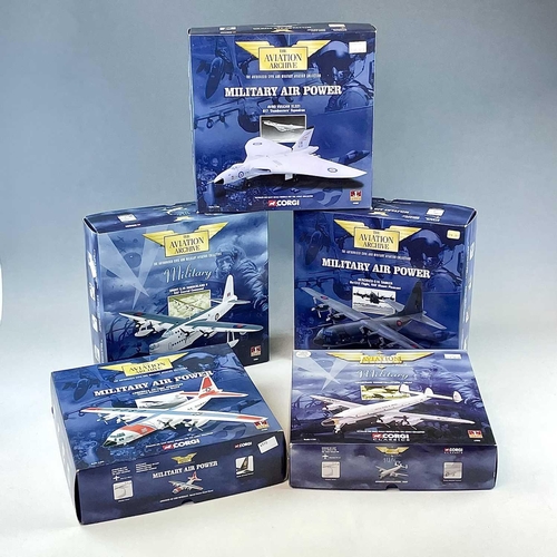 770 - Corgi Aviation Archive (1:144 Scale) x5 boxes. Comprising: Military Air Power Series: 1: Hercules CI... 