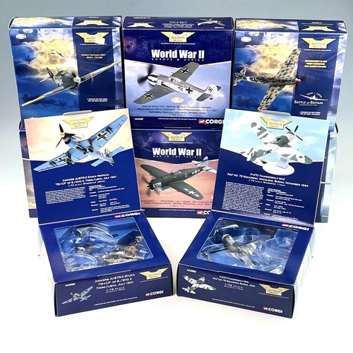 772 - Corgi Aviation Archive (1:72 Scale) x8 Boxes. Comprising: 1: Focke Wulf 190A-4 Black Double Chevron ... 