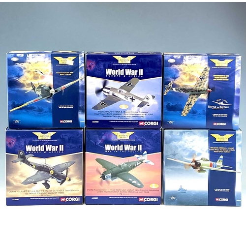 772 - Corgi Aviation Archive (1:72 Scale) x8 Boxes. Comprising: 1: Focke Wulf 190A-4 Black Double Chevron ... 