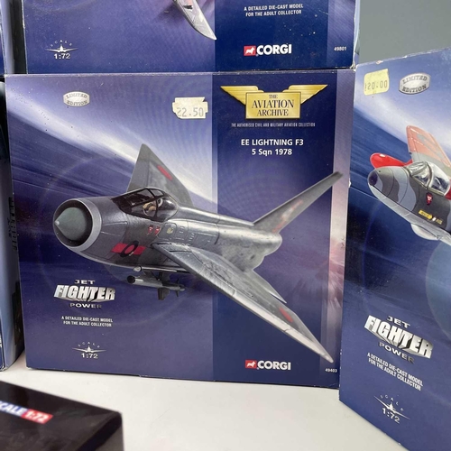 775 - Corgi Aviation Archive Scale 1:72. Comprising 7 boxes: 1: Hawker Hunter FGA9 (ref no. 49801). 2: Haw... 