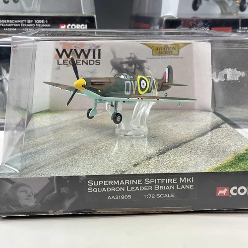 776 - Corgi Aviation Archive and WWII Legends Scale 1:144 and 1:72. Comprising 8 boxes: 1: USAAF - B17 - S... 