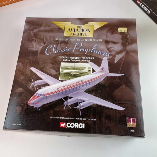 779 - Corgi Aviation Archive Scale 1:144. Comprising 4 boxes: 1: Vickers Viscount 700 Series (ref 47601). ... 