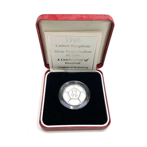 78 - G.B Silver Proof Piedfort £2 coins (3 in all). Comprising 1996 Football cased silver piedfort £2; 20... 