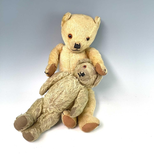 782 - Teddy Bears (x2). Comprising: 1: Teddy Bear - 50cm long plush covered, movable limbs, somewhat play ... 