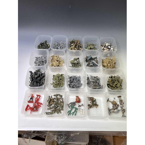 791 - 1960s-1980s Plastic Soldiers. Large quantity of mostly Airfix figures sorted into containers - WWII,... 